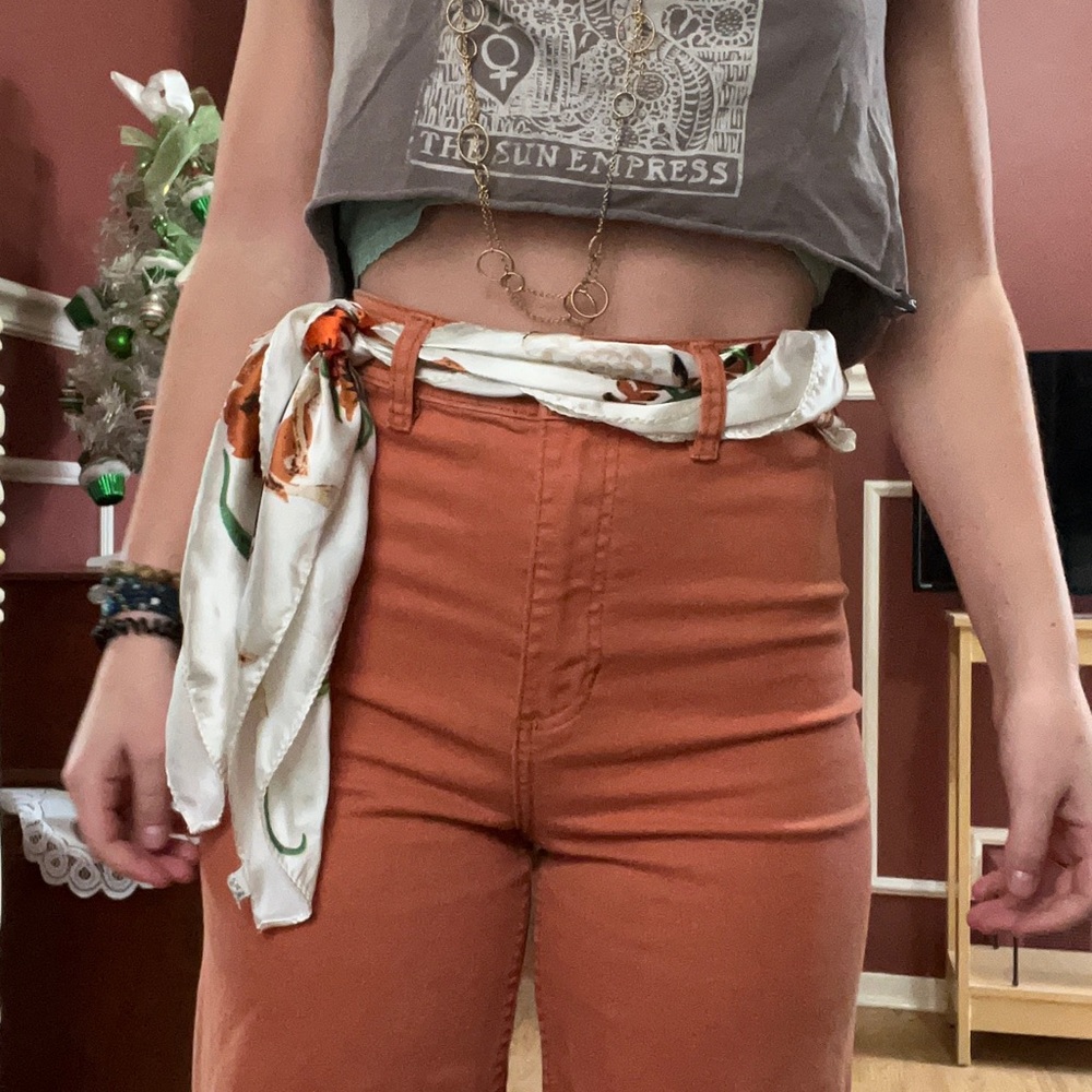 Orange billabong flared pants